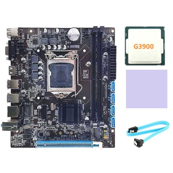 H110 Datorns Moderkort Stödjer Lga1151 6/7:e Generationens Cpu Dubbelkanal Ddr4 Minne+g3900 Cpu+th