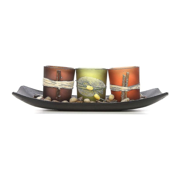 3-delad set dekorativ ljusstake Rock And Tray Spa Aromaterapi