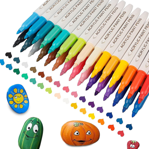 30 farger permanente markører, akrylmaling penn2mm spiss)