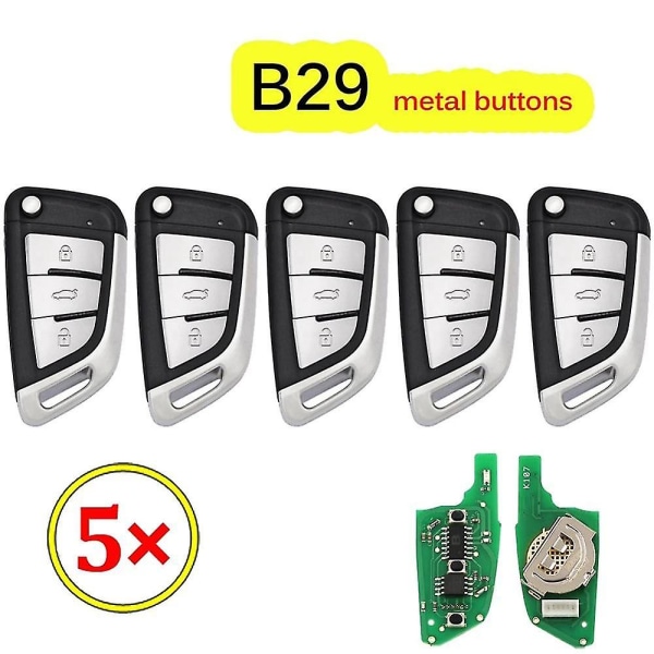 5 stk/lot Keydiy B29 Metall 3 Knapper B-serie Fjernkontroll Bilnøkkel For Kd200 Kd900 Kd900+ Urg200 -x