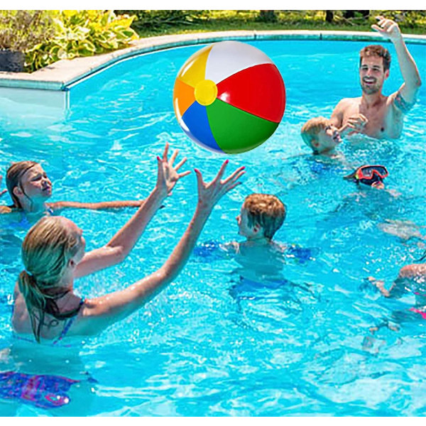 Strandbold [3 Pack] Oppustelige badebolde til børn - Strandlegetøj til børn og småbørn, poolspil, udendørs sommeraktivitet - klassisk regnbuefarve
