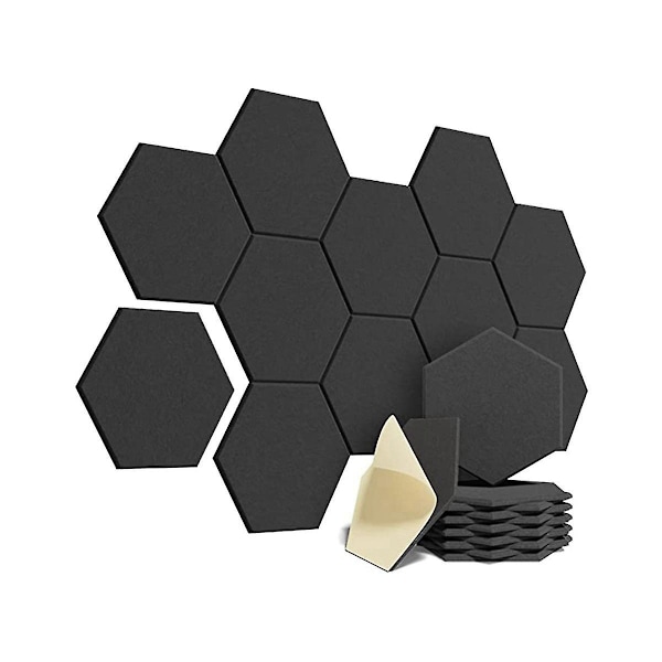 12-pack Självhäftande Akustiska Skumpaneler, Akustikpanel, Hexagonala Väggpaneler, För Väggljudsabsorption