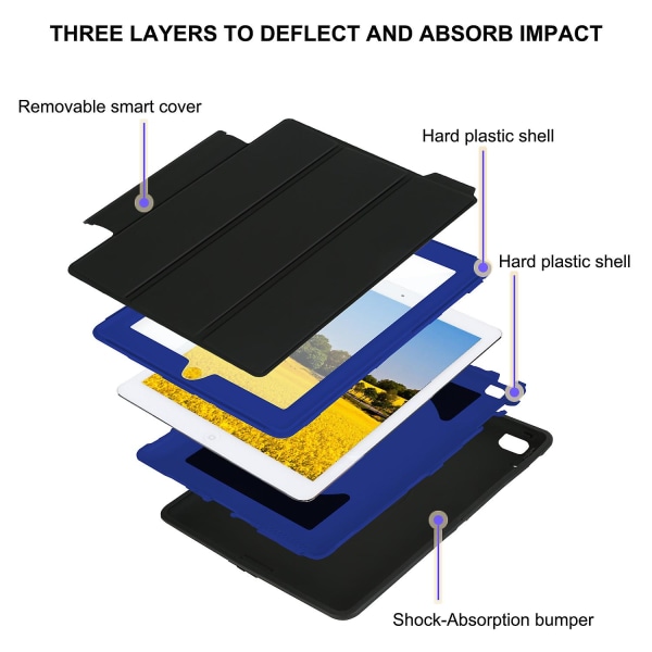 Smart Cover Shockproof Magnetic Case Auto Sleep Wake Til Apple Ipad 2 3 4 Blå