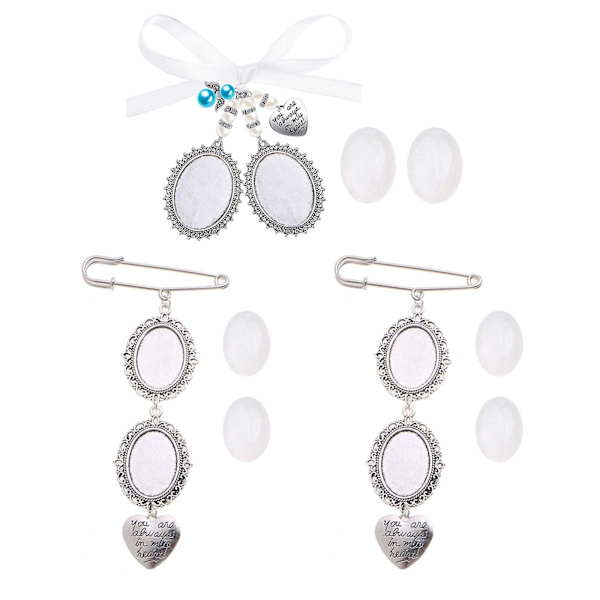 3 st/set Diy Brosch Pin Hjärta Bröllopsbukett Foto Charm Minnessmycken