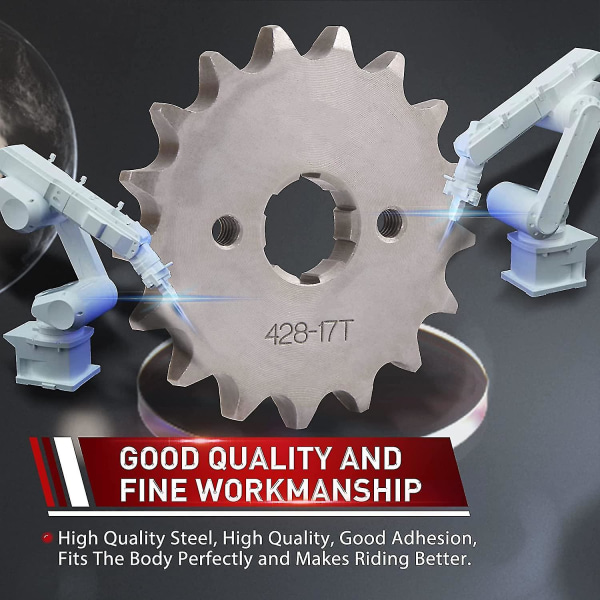 1 stk Motorsykkel 428-17t Fremre Tannhjul 20mm For 50cc 70cc 90cc 110cc 125cc Dirt Pit Bike Mini Bike Atv 4 Hjuling Moped