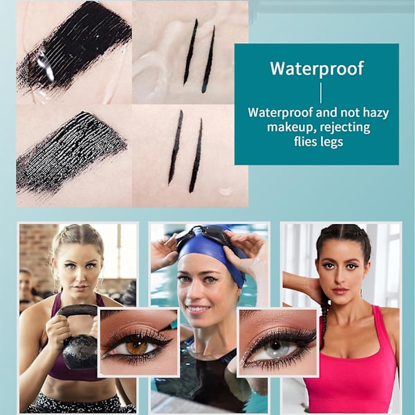 4d Silk Fiber Mascara, vedenpitävä volyymi- ja pituusmascara, paksumpi ja tuuheampi eyeliner, vedenpitävä nopeasti kuivuva eyeliner-kynä