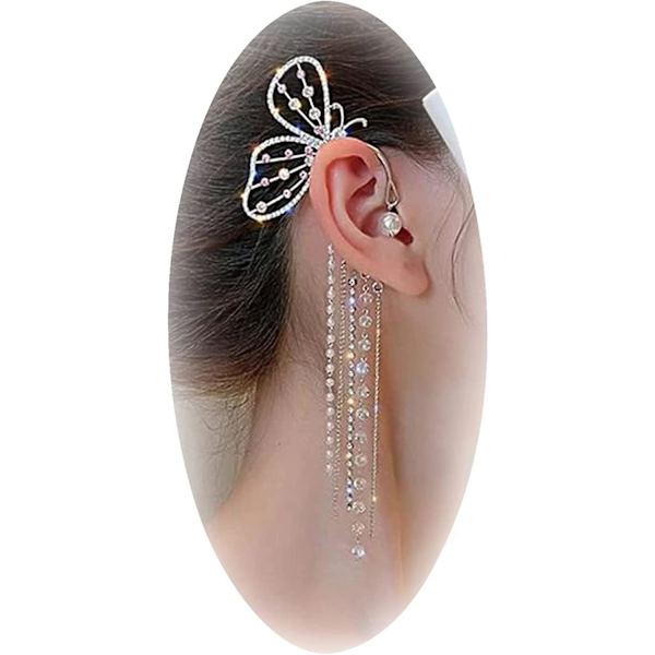 Zirkon Fjärilsörhängen för Kvinnor Fjäril Öronmanschett Rhinestone Wrap Örhängen Fjäril Öronklämmor Runt Örhängen Fe Örhängen för Flickor Butte