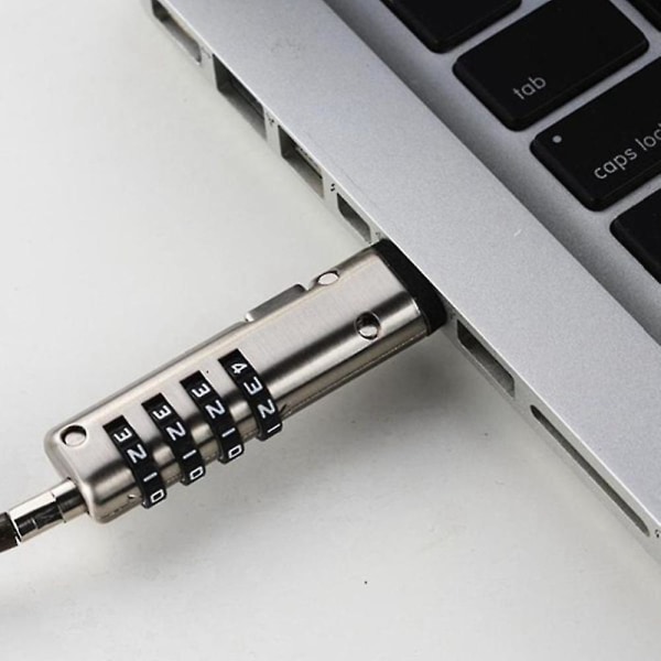2 st USB-notebook-bärbar dator kombinationslås universellt säkerhets-USB 4-siffrigt kombinationslås för PC La