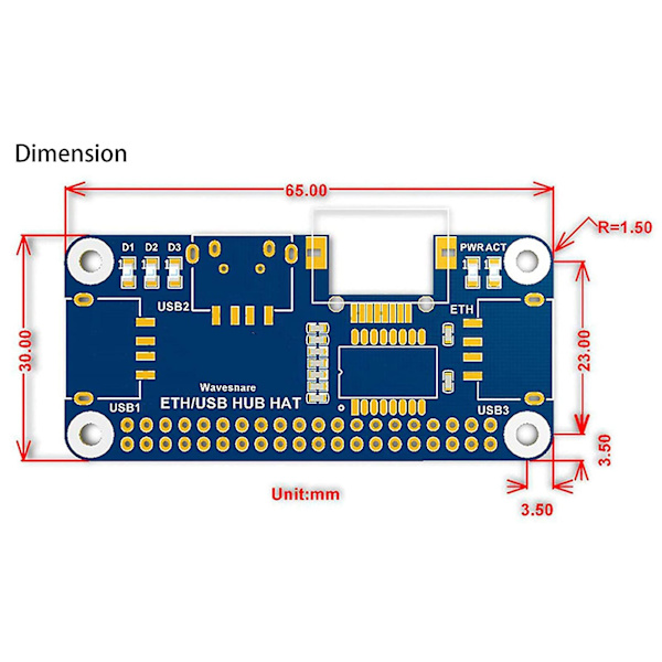 Rj45 USB -laajennushubi Raspberry Pi 4 -mallille B 3b+ Zero W Wh 1.3