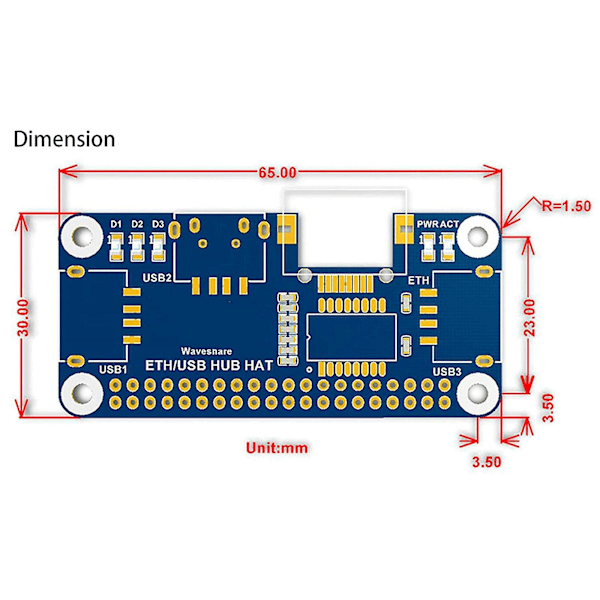 Rj45 USB-utvidelseshub for Raspberry Pi 4 modell B 3b+ Zero for W Wh 1.3