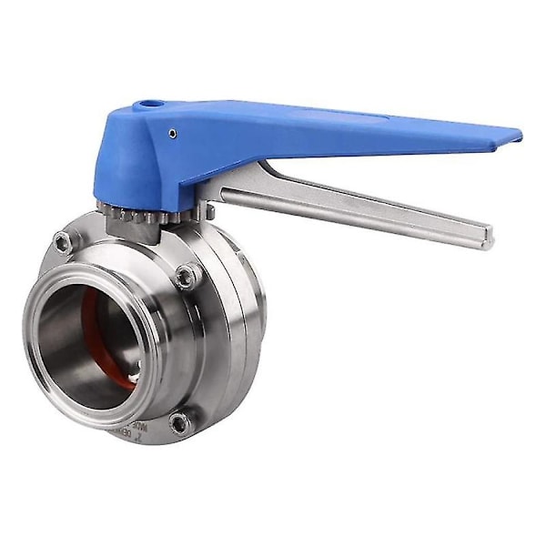Sommerfugleventil med blåt udløserhåndtag i rustfrit stål 304 Tri-clamp (2 tommer Tri-clamp sommerfugleventil