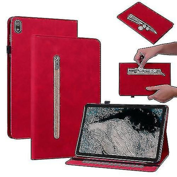 Nokia T20 10.4 2021 -tabletille tarkoitettu nahkainen kotelo vetoketjulla, kiinteä väri, ihomainen tuntu