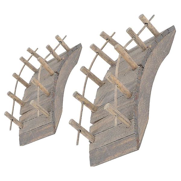 2 stk Mini Buebro Mini Hus DIY Hagebro Dekorasjon Tre Små Buebro Håndverk