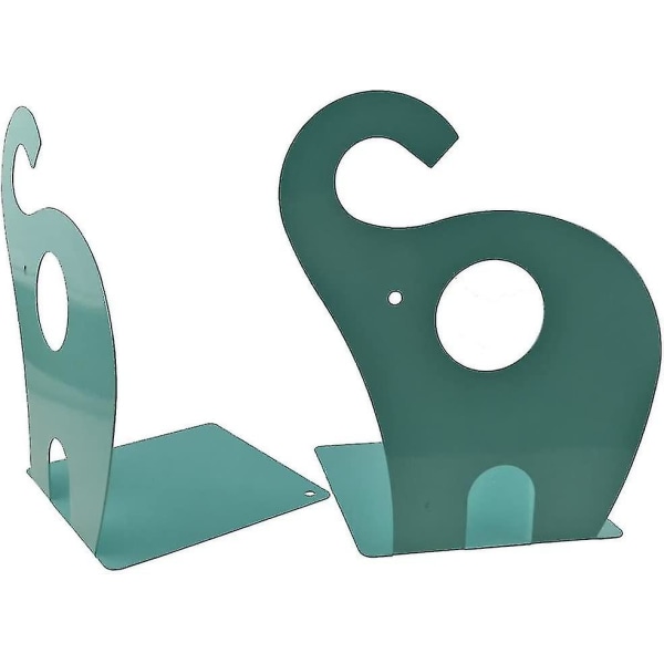 Tegneserie søt elefantmønster Sklisikker metall skrivebordsbokstøtte (turkis)