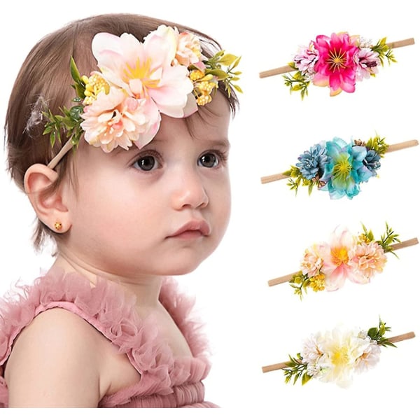Baby pandebånd Kunstig blomst Dekorativt hårtilbehør Sød landlig stil Børnehårtilbehør Nødvendigt til fotostudie God elasticitet Mange