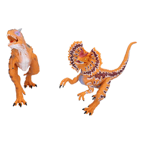 Carnotaurus Dinosaur Toy Figurine - Livaktig plastmodellsett for barn - Dilophosaurus inkludert - Perfekt gave