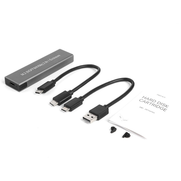 M.2 Ssd-hölje Hög hastighet Usb3.1 10gbps M.2 Ngff Sata + Nvme Pcie Extern