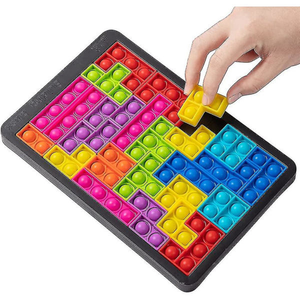Gookit Push Bubble Sensory Fidget Toys,tetris Jigsaw Puzzle Leker Pop Push It, trenger stressavlastning Klemleker for barn Voksen (blå-stk)