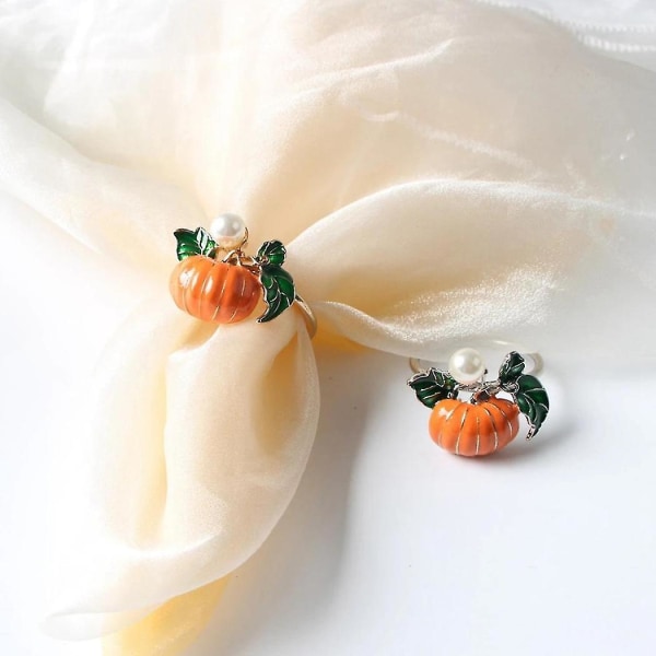6 stk Halloween Thanksgiving Gresskar Serviettring Modell Rom Sett Bord Serviett Knapp Høst Tema Na
