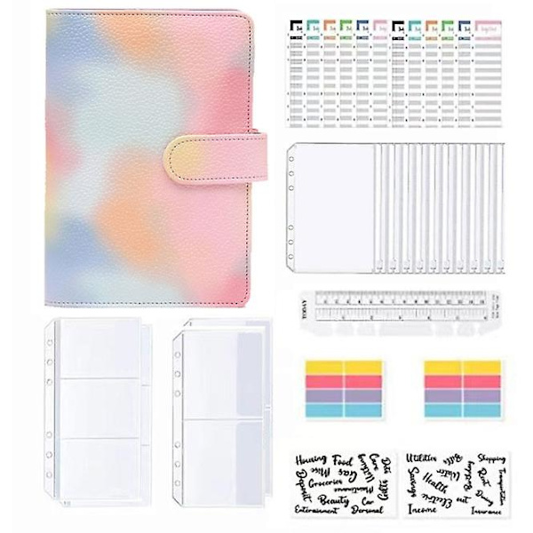 A6 Budgetmapp med 10 PVC-Budgetkuvert, 12 Budgetblad, Budgetplanerare med Genomskinlig