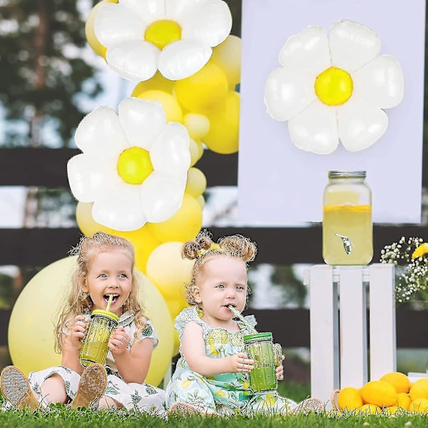 8 stk. Daisy Balloner Store Hvide Daisy Folie Balloner Hvide Blomster Fest Dekorationer
