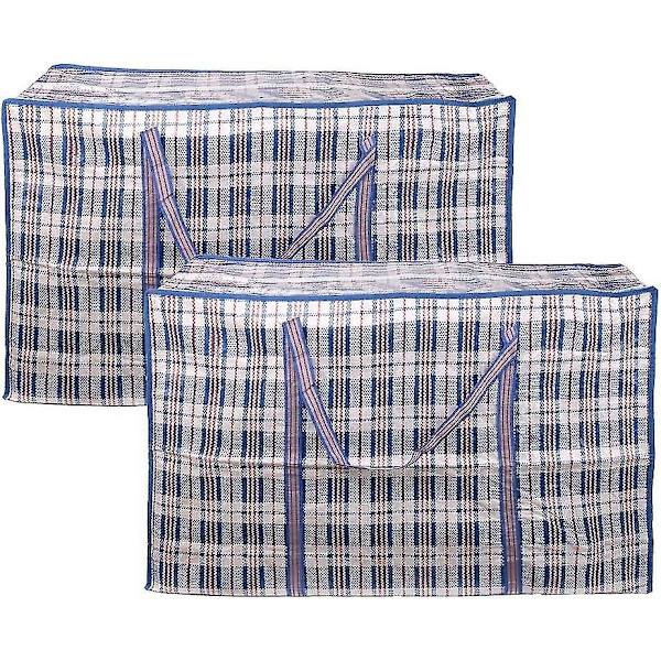 2 stk. opbevaringspose, tøjopbevaringspose med stor kapacitet, flytteposer med lynlås til vasketøj, flytning, dagligvarer (blå, 70cm*50cm*25cm)