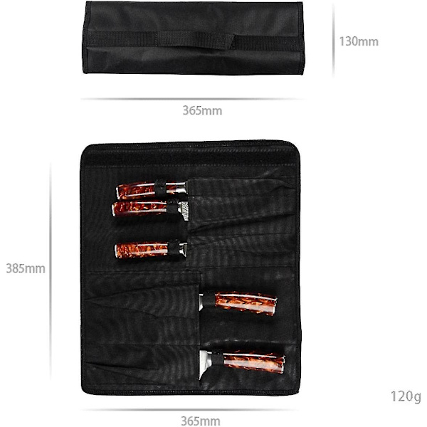 Rullepose Stor Kapacitet Vandafvisende Genanvendelig Køkken Opbevaringspose 5 Lommer Holdbar Bestik Holder Pose Til