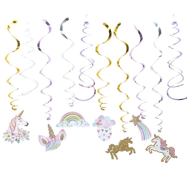 20 kappaletta riippuvia pyörrekoristeita, yksisarvisten koristepyörteitä Garland Unicorn -juhlatarvikkeita lapsille