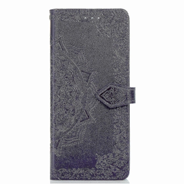 Samsung Galaxy Z Fold2 Case Nahkainen Lompakon Cover Kohokuvioitu Mandala Magneettinen Flip Protection Iskunkestävä - Violetti