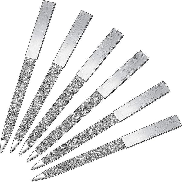 6 stk. Diamant Neglefil Rustfrit Stål Dobbeltsidet Neglefil Metalfil Buffer