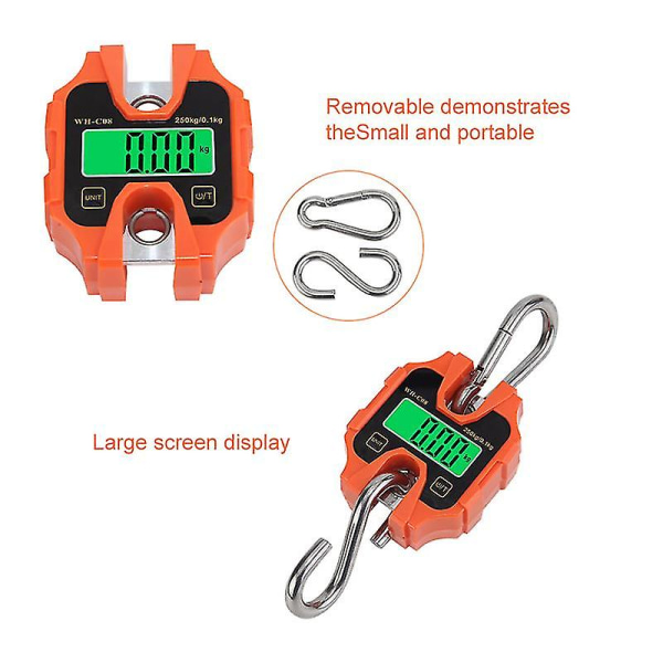 250kg Portable Hand Electronic Scale Lcd Display With Backlight Kg Lb Catty One-key Switch For Home Daily Items Outdoor Fishing Weighing