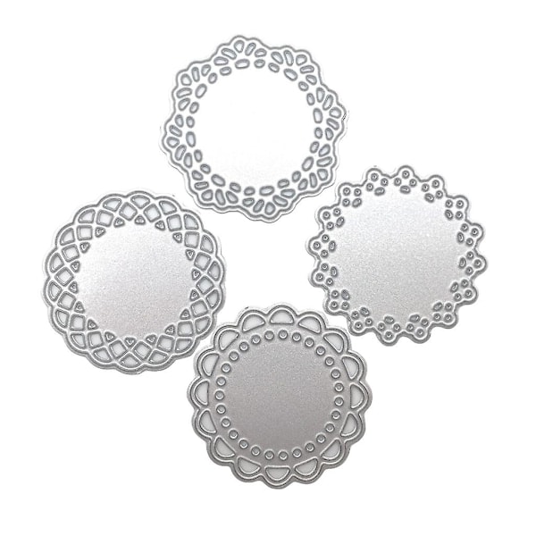 4 st/set Runda spetsstansar Doily Cirkel Prägling Skript Stansar Schabloner