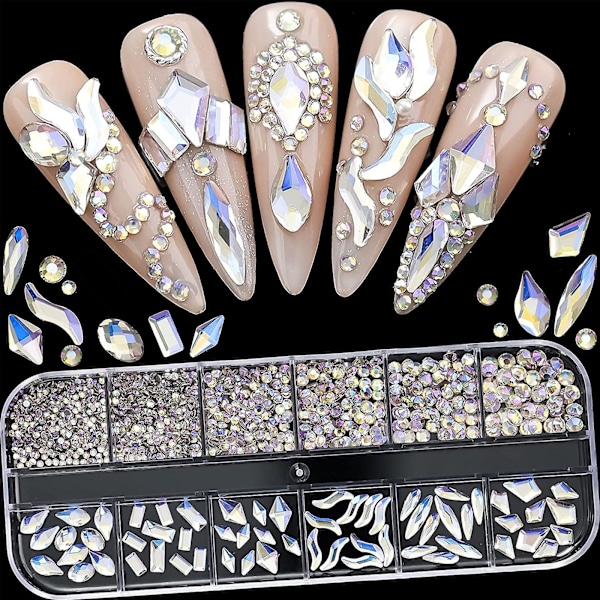 Crystal Nail Art Rhinestones Flatback Glitter Diamond 3d Nail Tips Decorations