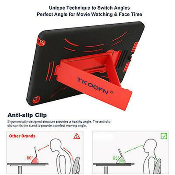Shockproof Hybrid Hard Stand Cover til Apple iPad Air 2 - Rød Type A