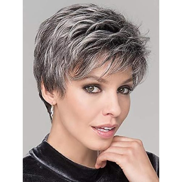 Kvinnors peruk, kort gradient grå till vit