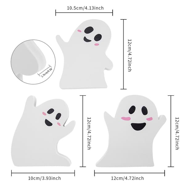Halloween Horror Ghost Ornament 3stk/sett Desktop Crafts For Creative Gave Suppli