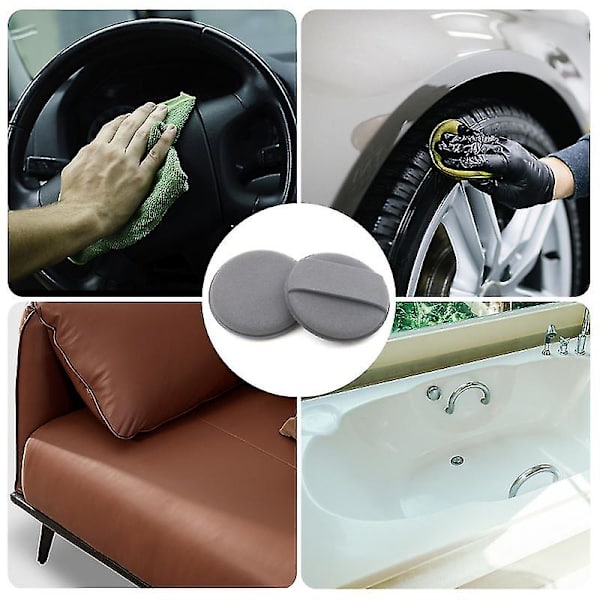 5 kpl mikrokuituvaha-applikaattoria 4 tuuman pyöreä autonhoitotaskusieni joustavalla sorminauhalla vaha-applikaattori autoille vaha-applikaattorivaahtomuovi