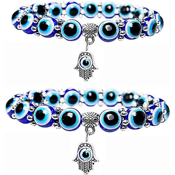 Evil Eye-armband för kvinnor, 2-pack Blue Evil Eye-armband, Lucky-armband för flickor, stretcharmband för kvinnor, bring lycka och välstånd,