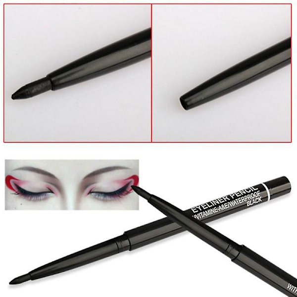 Svart Eyeliner Automatisk Rotation Snabbtorkande Vattentät Penna Långvarig Inte