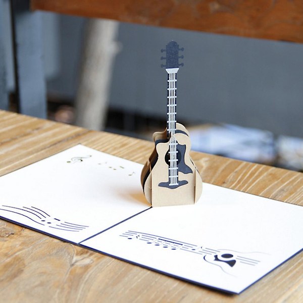 Paper Guitar 3d Pop Up -kortti, käsintehdyt onnittelukortit syntymäpäiväonnitteluihin