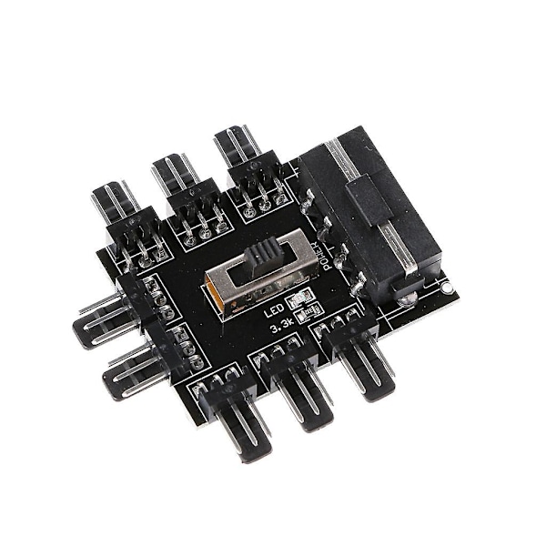 Pc Ide Molex 1 til 8-veis splitter kjølevifte hub 3-pin 12v strømuttak adapter