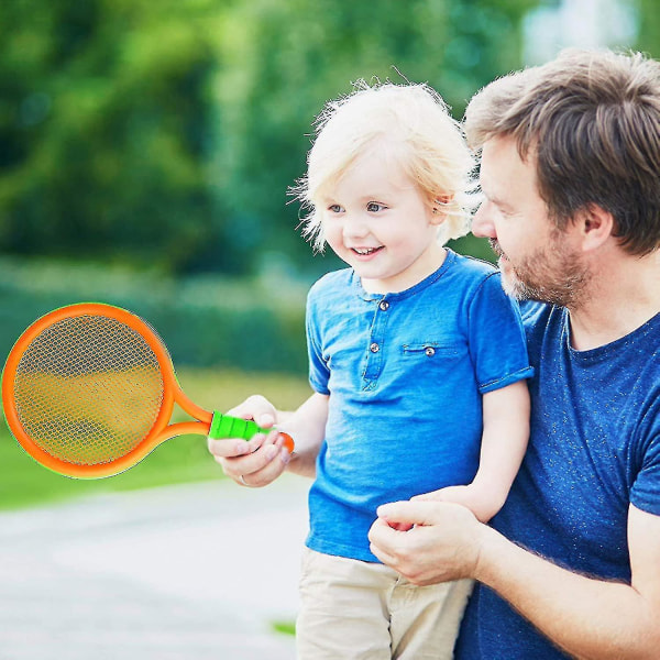 Tennisracketer for barn Plastracketsett med 4 med tennisballer Utendørs Hage Strand Sportsspillleketøy