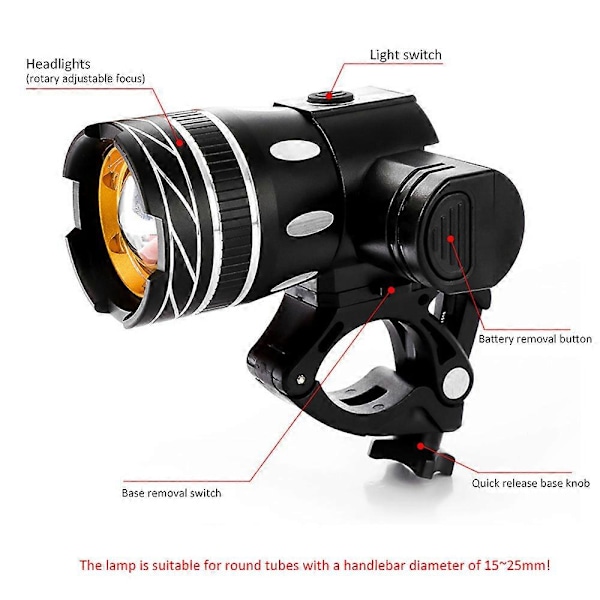 5000mAh LED Sykkellys Oppladbar Lampe MTB Sykkel Hodelykt Sykling Lommelykt For Sykkel Lanterne Sykkel Forlykt only front light