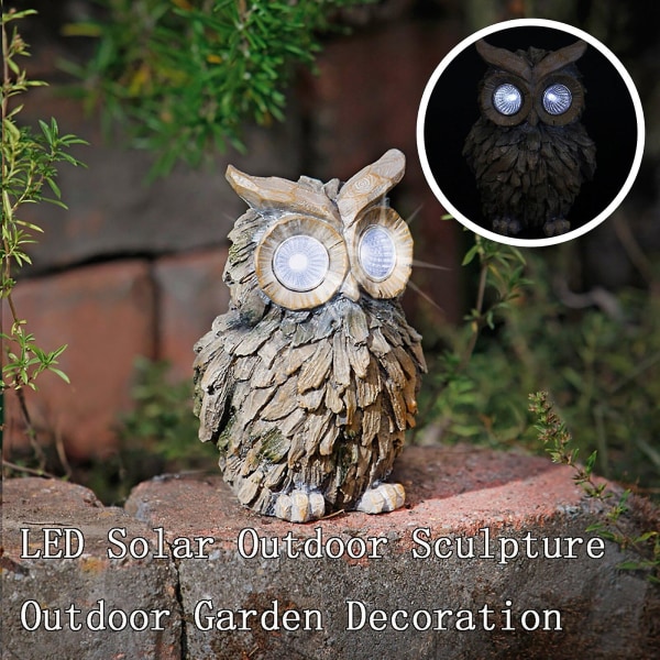 Solar Light Owl Dekorativ Djur Fågel Utomhus Led Dekorativ Skulptur Nyhet Solar Garden Light