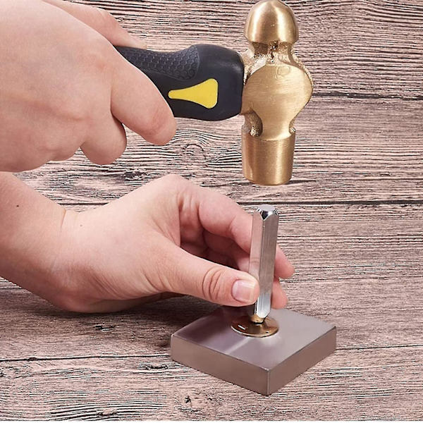 1lb Messing Metal Stempling Hammer Dobbeltsidet Mallethovede Messing Hammer Med Jern Til Kunst Smykker Ma