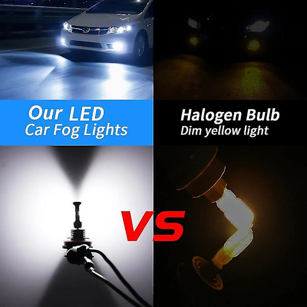 2 kpl H8 H11 Led-polttimo H16 Jp 9005 Hb3 9006 Hb4 Led-lamppu Super Bright Auton sumuvalot Päiväajovalot 12v 6000k Valkoinen