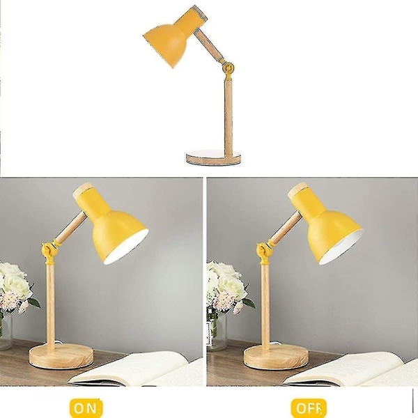 Tizzy Mengjay -pöytälamppu, säädettävä käsivarsi pöytälamppu, silmiensuojauslamppu lukemiseen, työskentelyyn, E27 keltainen yövalaisin, koristeellinen pöytälamppu