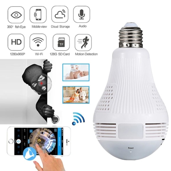 E27 Polttimo 1080p Wifi Ip Kamera Langaton Valvonta Turvasuojaus 360