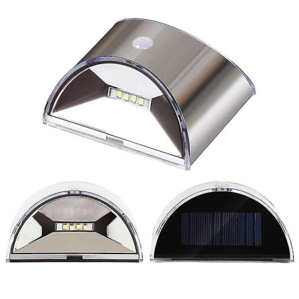 Solar Lights Outdoor Metal Warm Deck Staket Stolpe Step Light Vattentät Modern Led Upplyst För Hus Trädgård Vägglampa