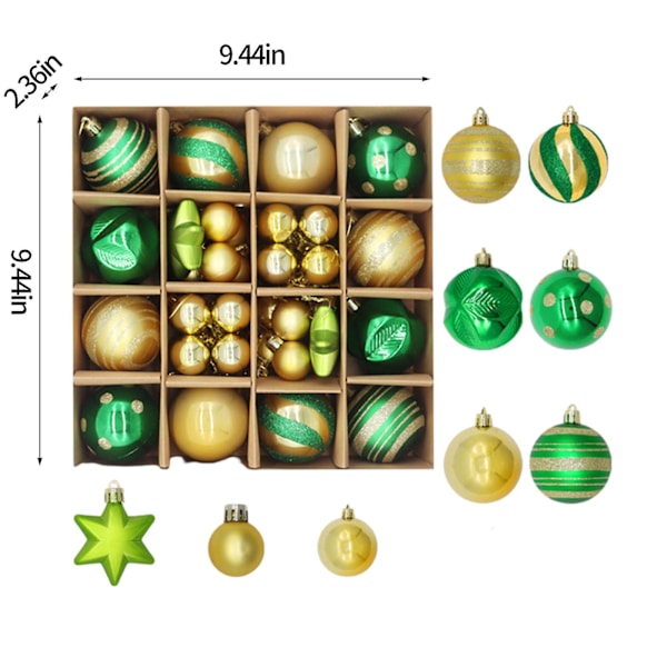 Julgransdekoration 42 st julgranskulor prydnader för julgran, delikat julgransdekoration baubles set krossäkra plast julgranskulor